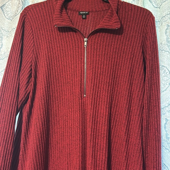 Torrid Ribbed Red Zip-Up Sweater - Picture 3 of 3